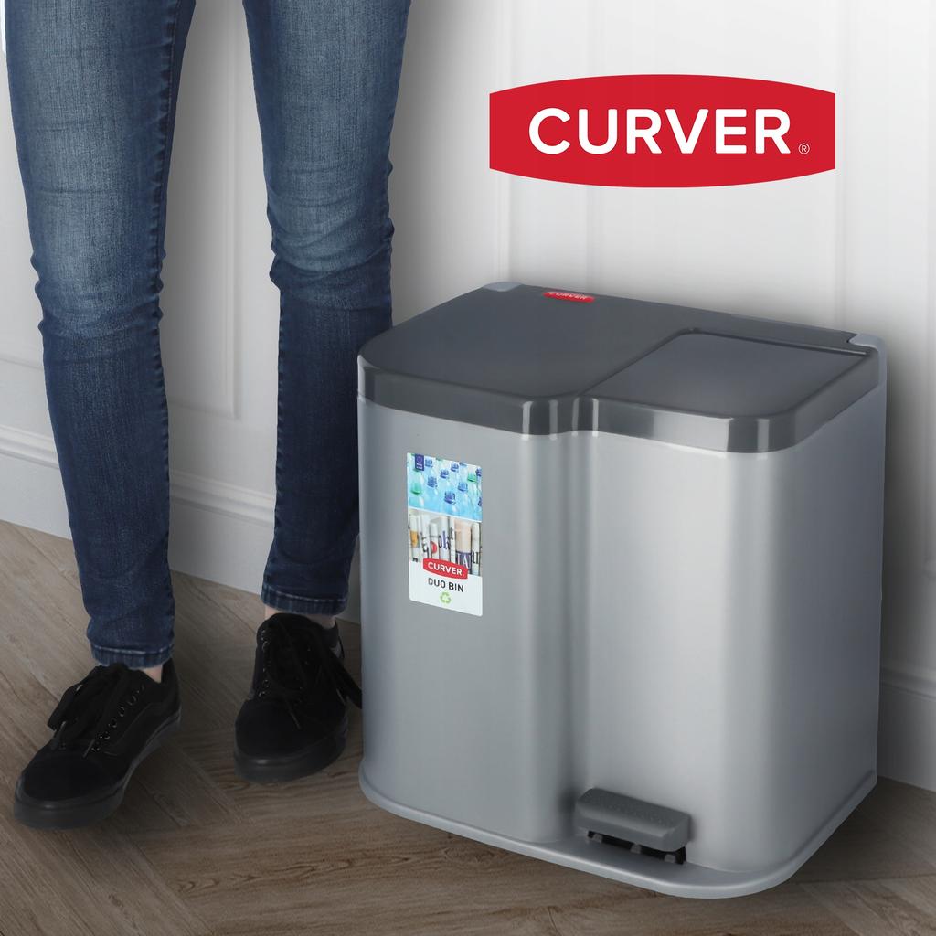 CURVER Metalliserad Papperskorg Med Pedal 21 L