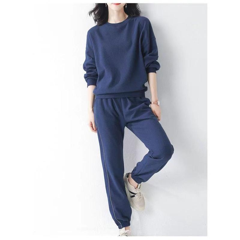 Women's Navy Blue Sweatshirt Set 2 Piece Outfit Loose Casual Pullover  Jogger Pants Tracksuit