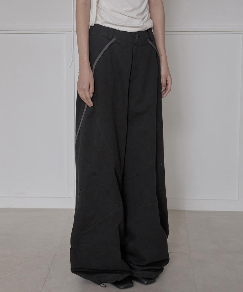 Peulleeoeob Asymmetrical Wide Pants (Fl-253_Black)