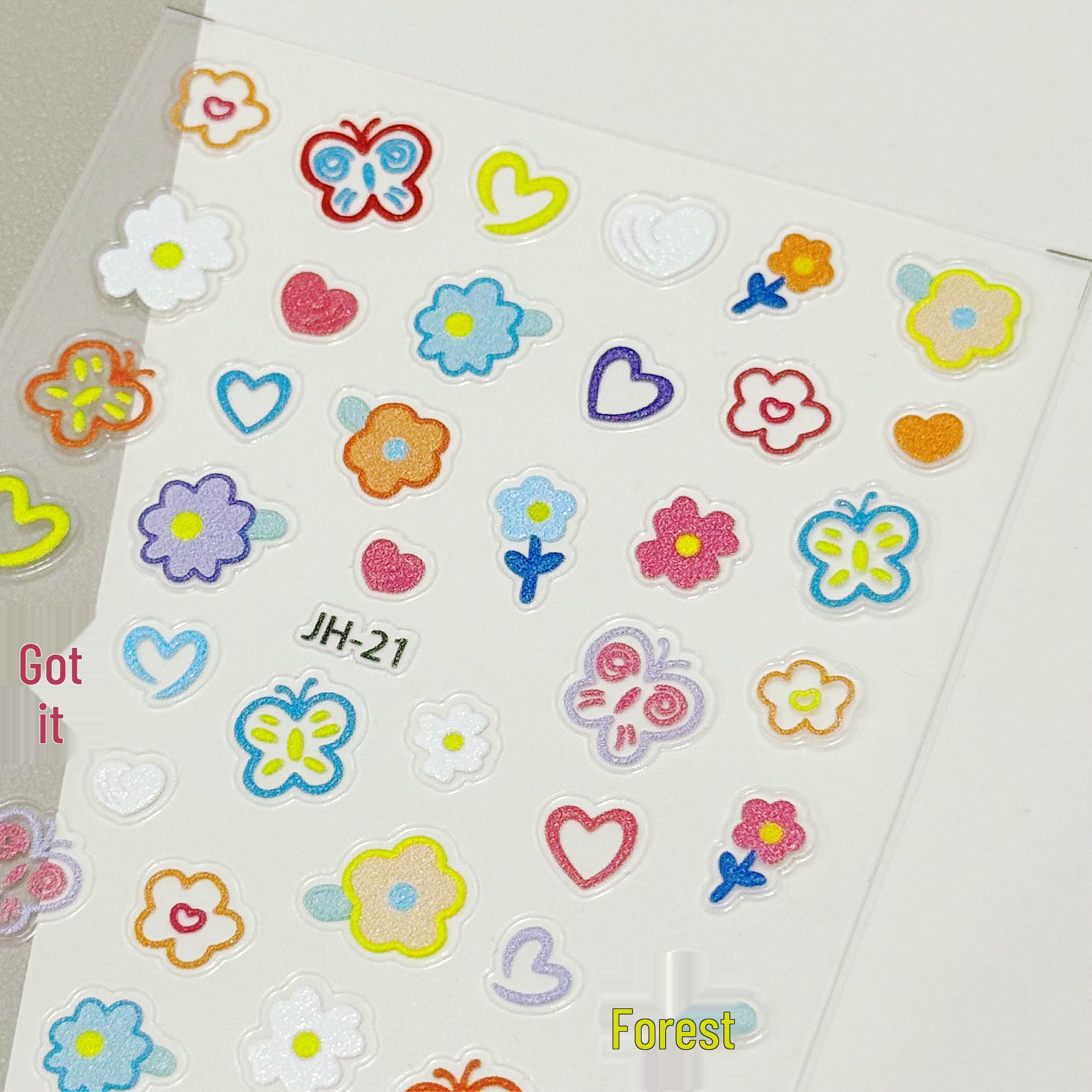 Embossed Butterfly & Wildflower 3D Nail Art Stickers