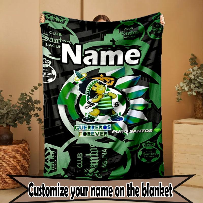 Custom Name Personalized Club Santos Laguna Print Blanket, Home Decor, Bedroom, Sofa, Camping, Couch, Gifts for Birthday Christmas