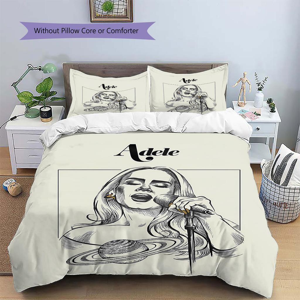 Adele Pattern Bedding,Quilt Set Quilt Cover Pillowcase Home Birthday Gift(1 * duvet cover + 2 * pillowcase, without core)