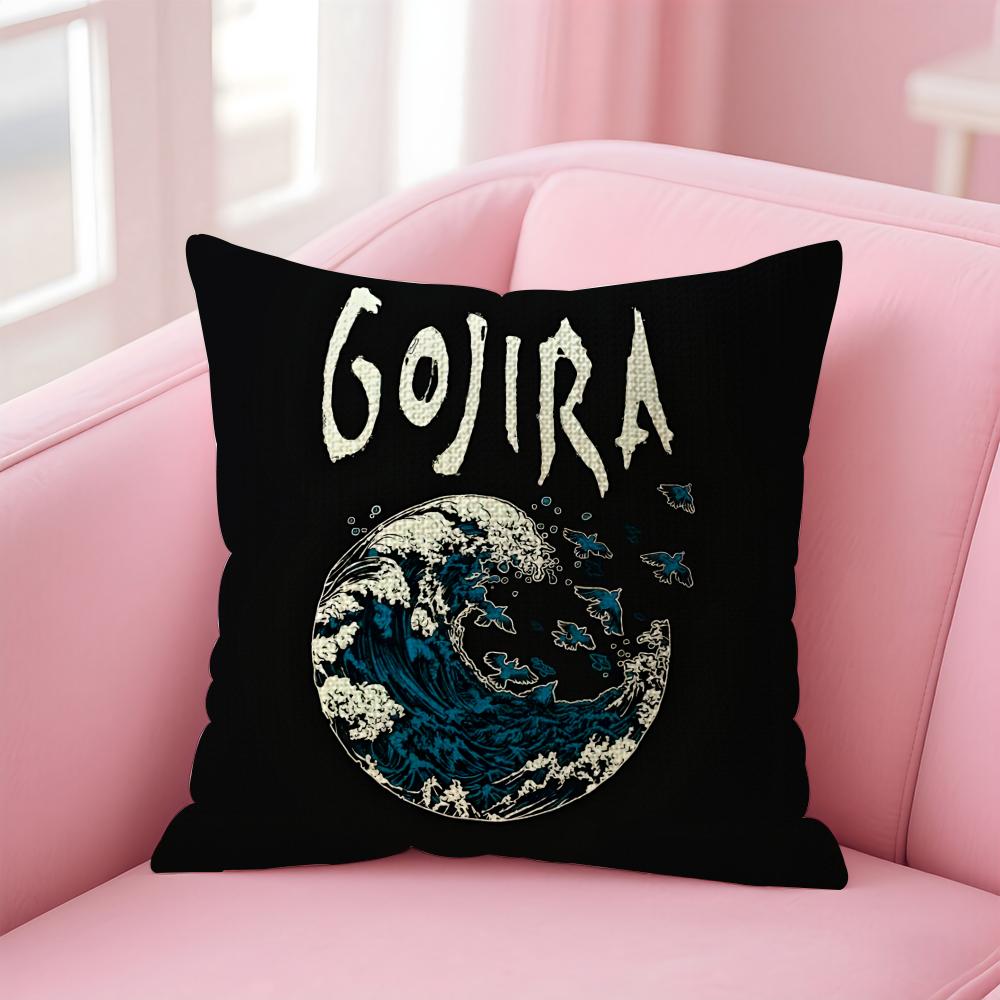Band G-Gojira Cushion Cover Natural Linen Pillow Case Double-Sided Print Decorative Sofa Pillowcase Home Decor Gift