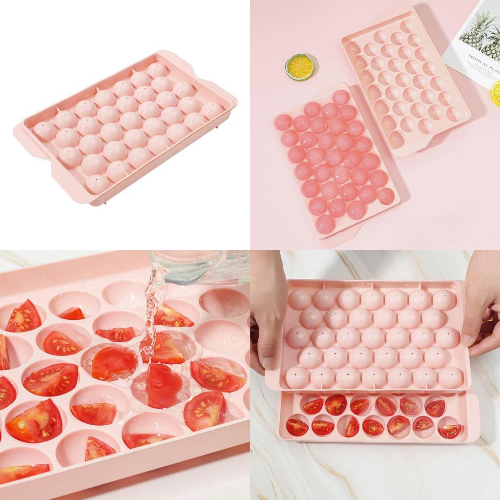 Convenient Round Ice Tray With Lid Non-stick Plastic Mold For Perfect Ice Shapes
