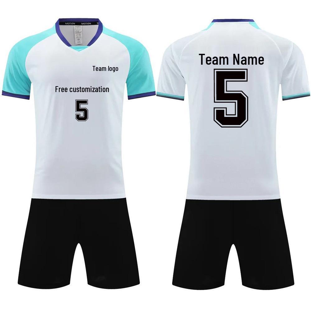 Maillot d'entraînement de football à manches courtes et séchage rapide pour hommes, étudiants et enfants