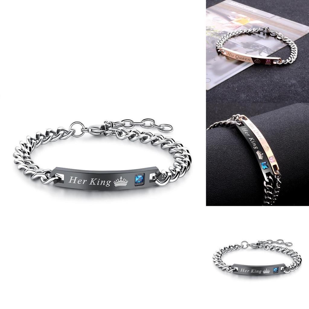 Elegant Alloy Geometric Couple Bracelets Fashionable Valentine's Day Gift