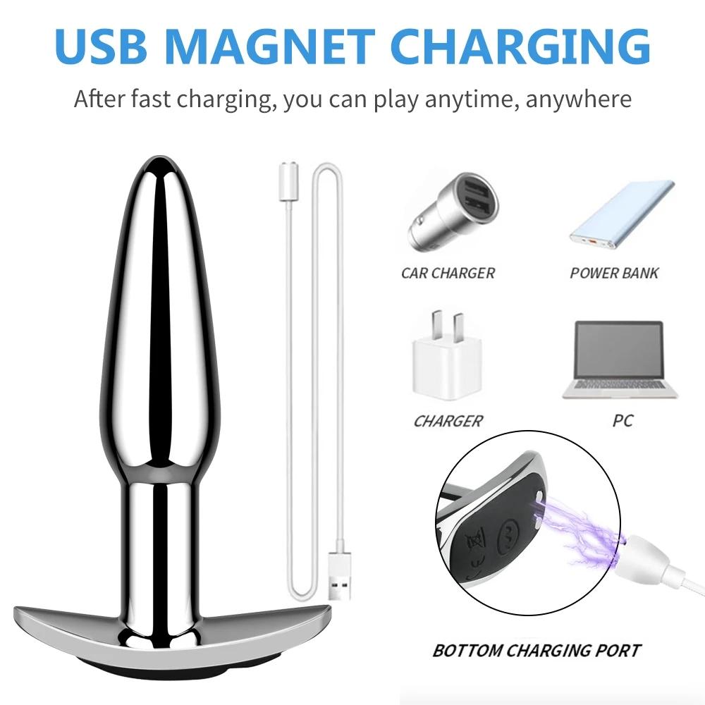 10 Frequency Remote Control Metal Vibrating Wearable Vibrating Posterior Plug Prostate Massager Masturbator Vibrator Sex Toys for Men and Women