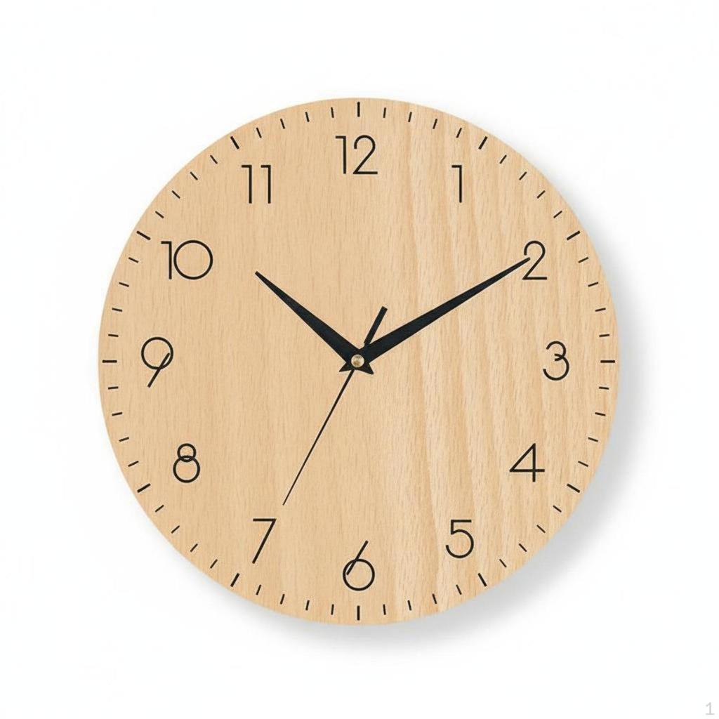 10 Inch Wood Grain Clock NonTicking Nordic Design Silent Easy for Living Room, Bedroom,