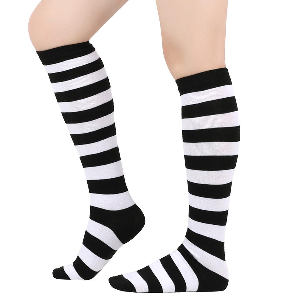 

Orange Striped Knee-High Thanksgiving Socks - Unisex Holiday Fashion Legwarmers One Size