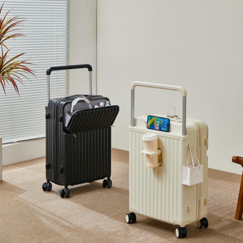 24-inch Women's Wide Drawbar Front-Open Multifunctional Suitcase & 20-inch Men's Durable Travel Case