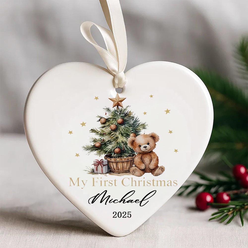 1pc Personalized Baby's First Christmas Ornament Personalized Babys First Xmas Holiday Keepsake 2025 Newborn Xmas Tree Decor