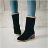 -3 large size autumn and winter medium tube thick heel turned snow cotton boots