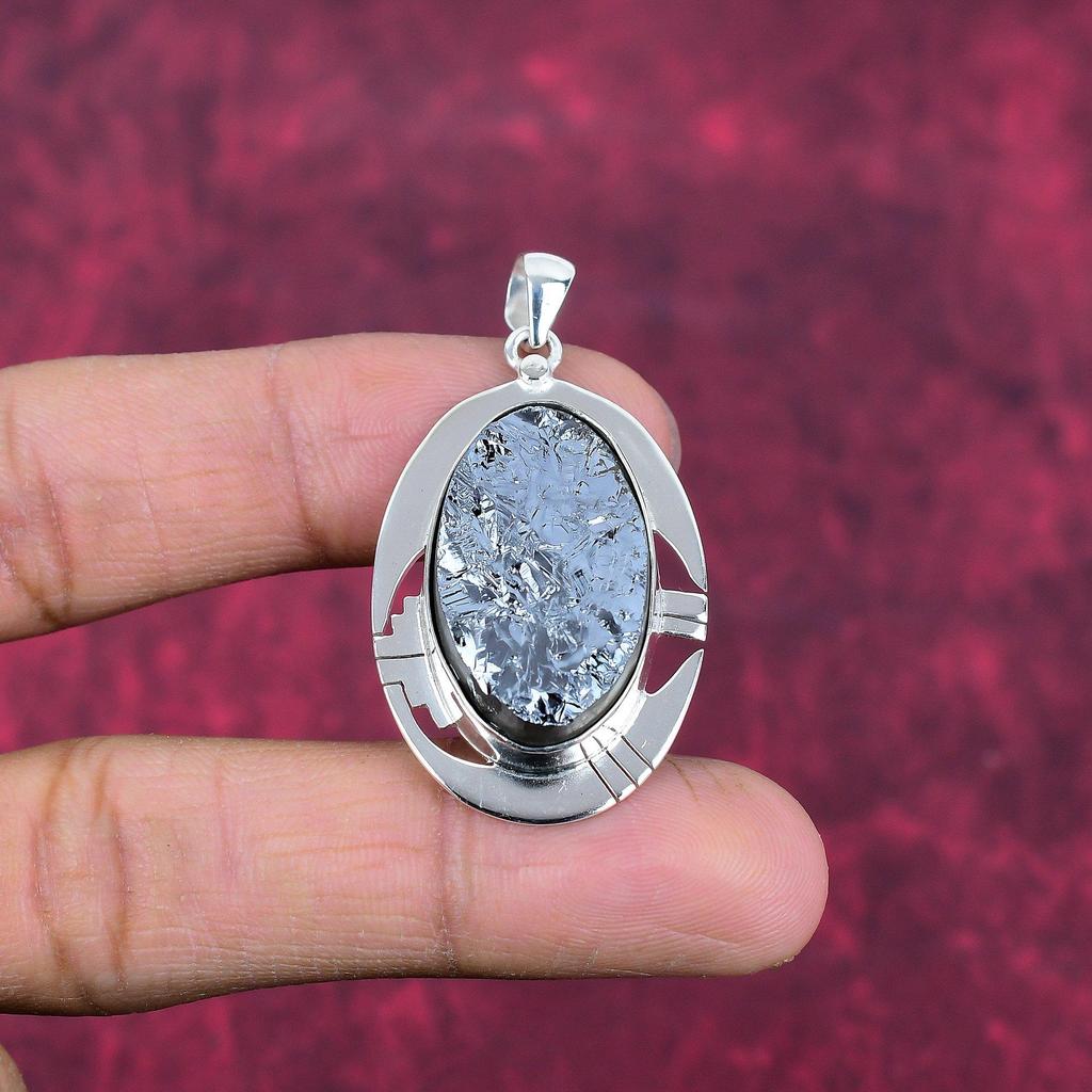 Shungite Pendant, 925 Solid Sterling Silver Gemstone Jewelry, Handmade Pendant, For Thanksgiving