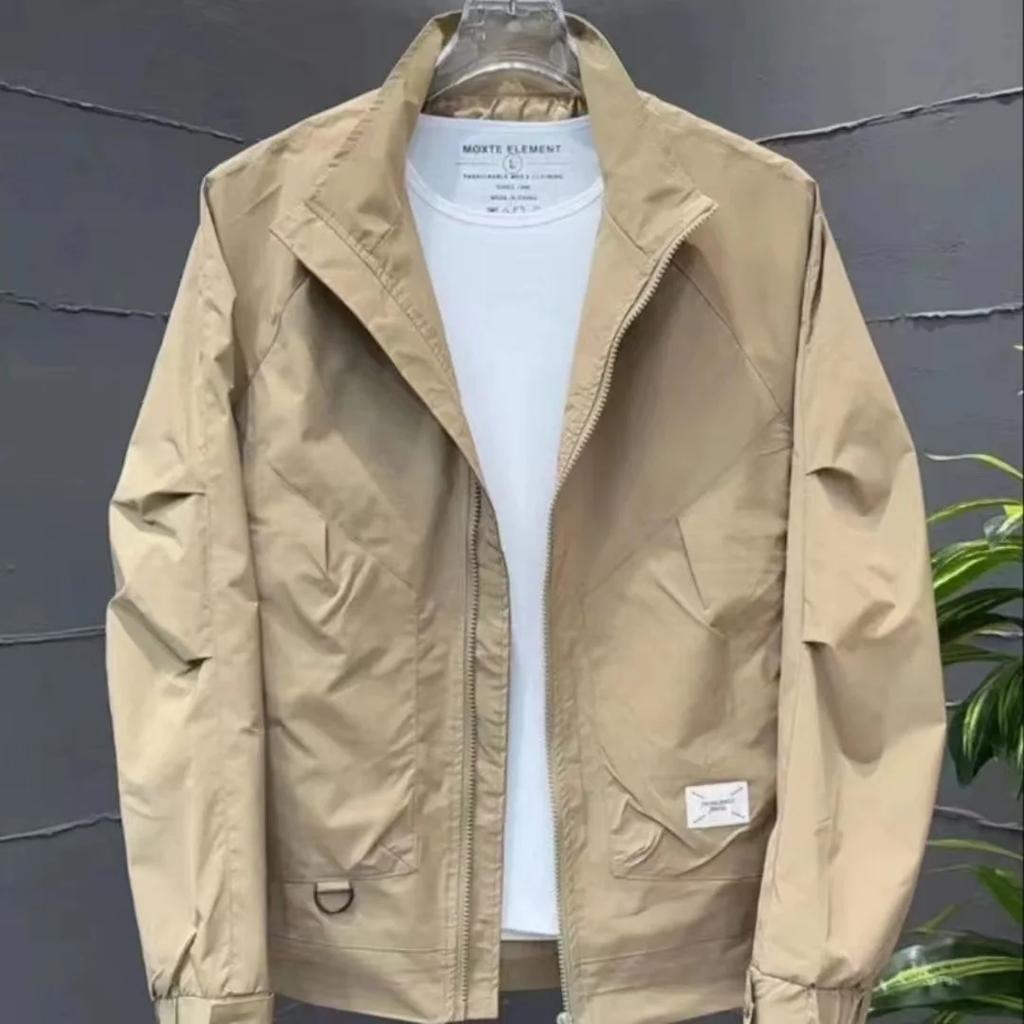 Autumn Men's Casual Sports Breathable Outdoor Solid Color Stand Collar Regular Jacket Loose Type Other Material