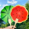 1/2Pcs Watermelon Fan with Wooden Long Handle, Lightweight Decorative Round Hand Fan, Outdoor Portable Summer Cooling Fan