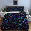 Neon Butterflies And Celestial Pattern Bedding Set For Kids Luxury Gift 3Pcs Digital Print Comforter Set Soft Comfortable