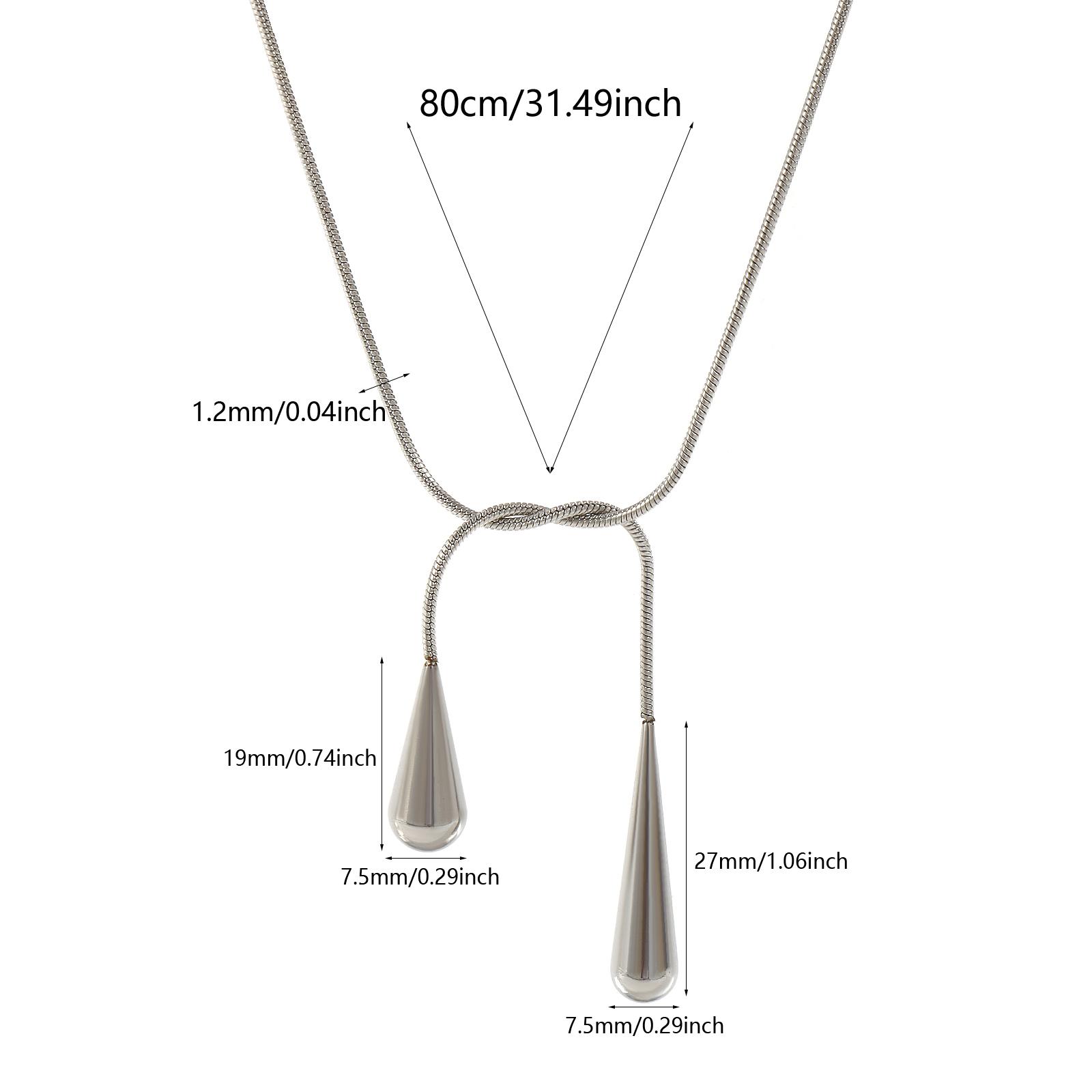 

1 Piece Concise Snake Chain Knot Drop Necklace Stainless Steel Dainty Long Chain Necklace For Women Jewelry Birthday Gift 80cm