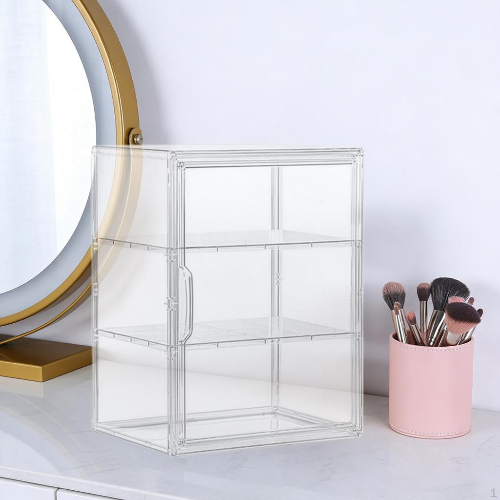 Clear Display Case Shelf Storage Cabinet Stand for Model Car, Miniature Figurines, Dolls