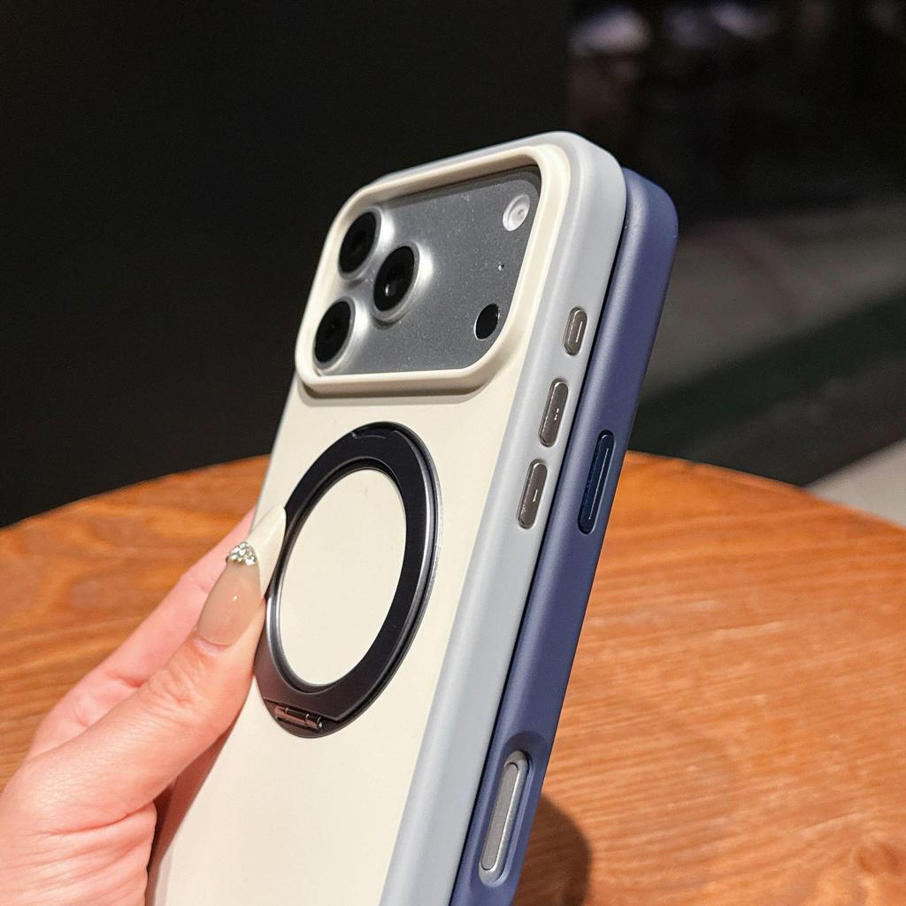iPhone 17 Pro Max Case: Skin-Feel, Two-Tone, Rotating Stand, Drop Protection