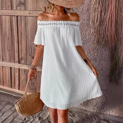 Robe décontractée asymétrique en dentelle et patchwork pour femme