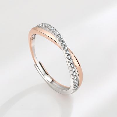 Trumium 925 Sterling Silver Bohemian Vintage X Cross Rose Gold Rings for Women Men Wedding Jewelry Mobius Couple Rings Anillos