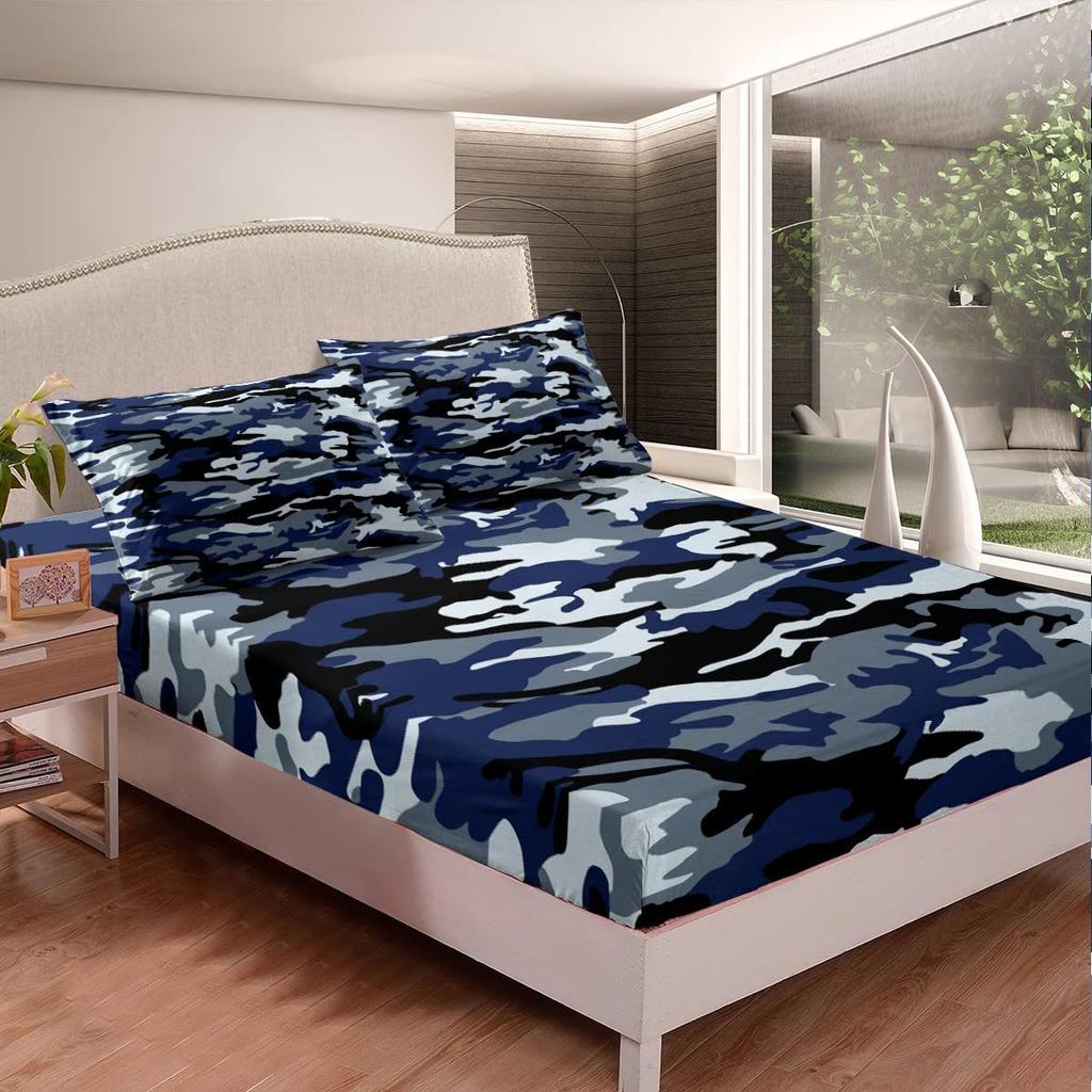 Camouflage Simple Pattern Mattress Three-Piece Digital Printing Mattress Bedding Set Adult Children