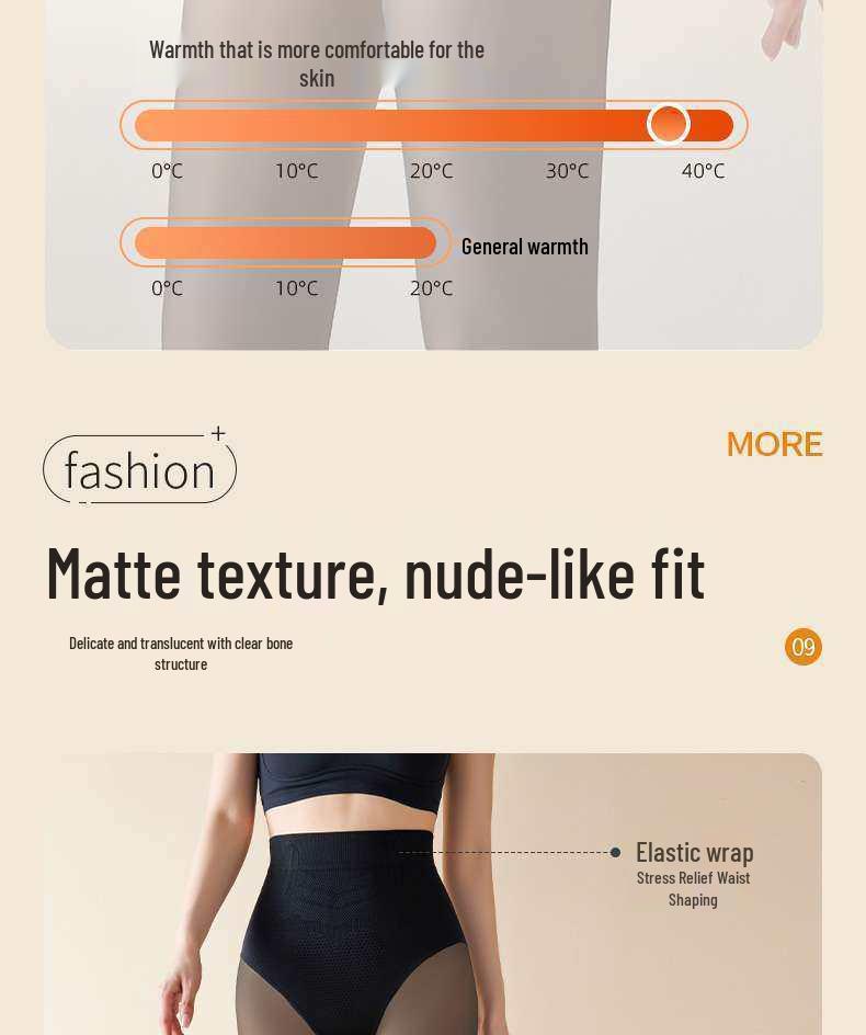 Svarta Genomskinliga Höga Midjehöjds Tummy Control Strumpbyxor med Fleecefoder och Höftlyft