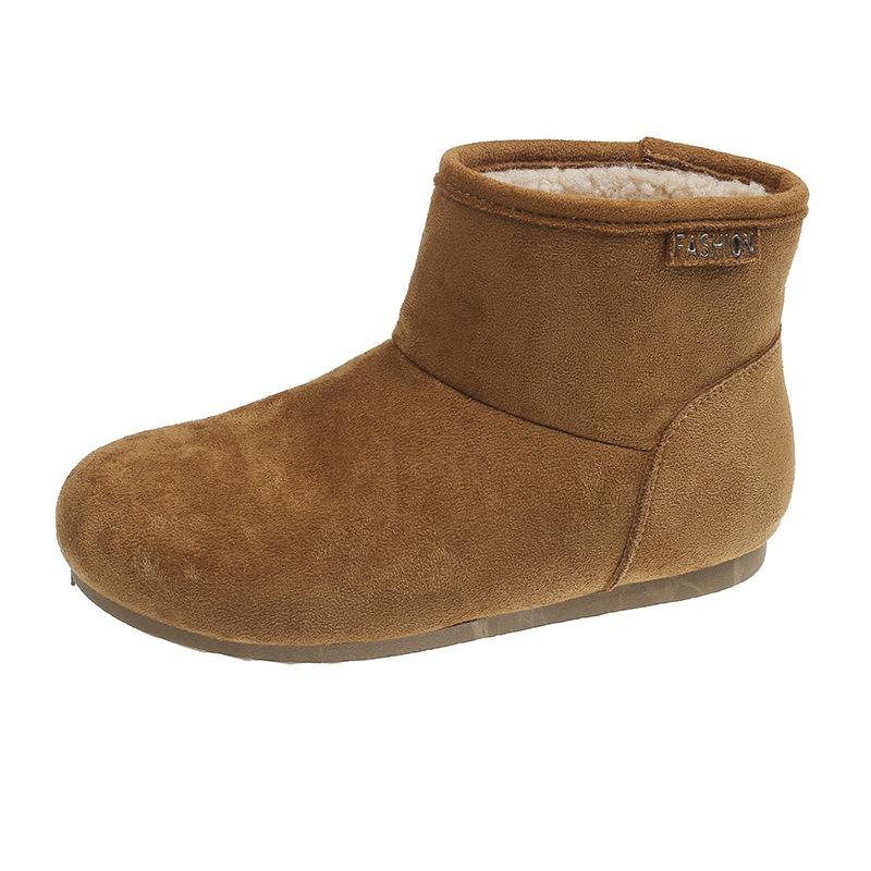 Zimní nové nubukové kožené ploché retro Martensky dámské fleecové teplé ošklivé roztomilé s velkou špičkou sněhové bavlněné boty