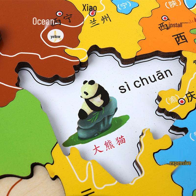 Magnetic Wooden World Map Jigsaw Puzzle for Children's Early Education
