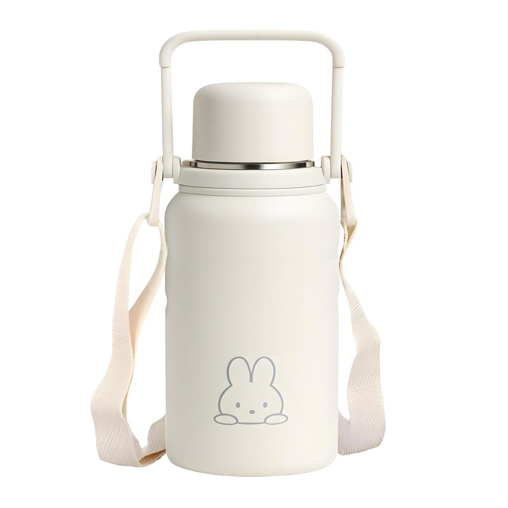 MYEEDA 1 Liter Water Bottle, Made of Medical-Grade 316 Stainless Steel, Insulated and Insulated, Large Capacity, with Shoulder Strap and Handle,