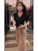 Influencer Women's Summer Two-Piece Set: Short Sleeve Crop Top & High Waist Midi Skirt