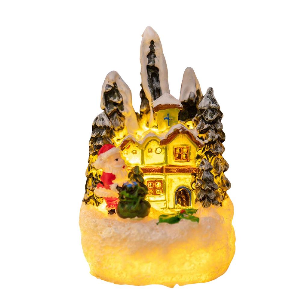 Christmas Home Decorative Miniature Figurine Winter Village Resin Mini Statues For Christmas Party Accessories Gifts