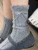 Autumn And Winter Korean Ins Velvet Bow Tube Socks Women'S Retro Sweet Warm Wool Versatile Boneless Pile Socks