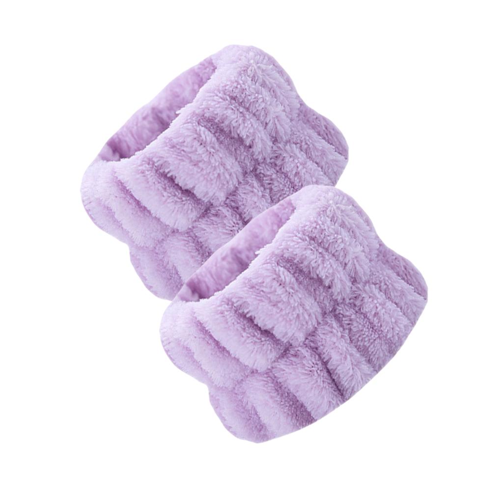 2pcs Microfiber Cuff Wrist Bands Super Soft Absorbent Spa Wristbands for Women Infant Bathing Accessories Face Wash Hair Band