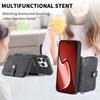 For iPhone 16 Pro Case Zipper Card Holder PU Leather Phone Back Cover with Long Strap