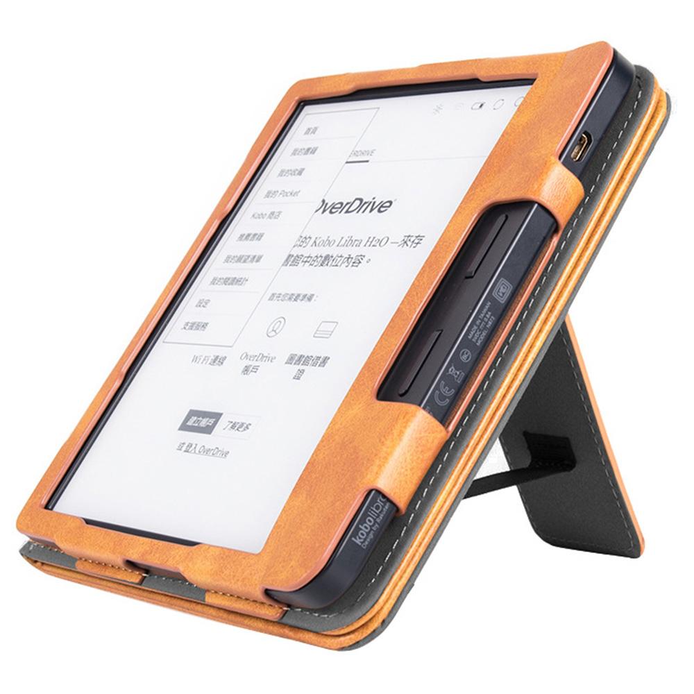 Für Kobo Libra 2 N418 Tablet-Hülle Auto Wake/Sleep PU-Leder E-Reader-Hülle mit Handschlaufe,Ständer
