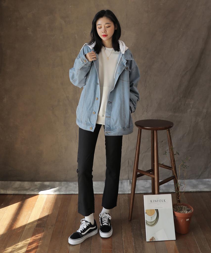 Ppaeppae Simple Back Elastic Straight Slacks