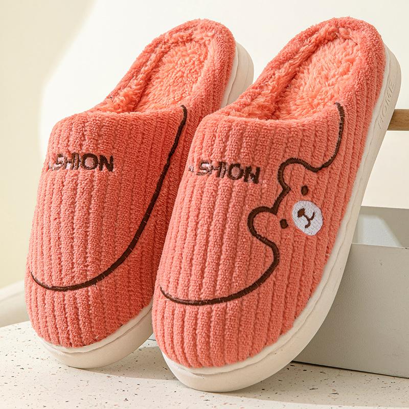 Confinement cotton slippers women's winter 2023 new bag heel indoor home warmth plush cotton shoes women's winter