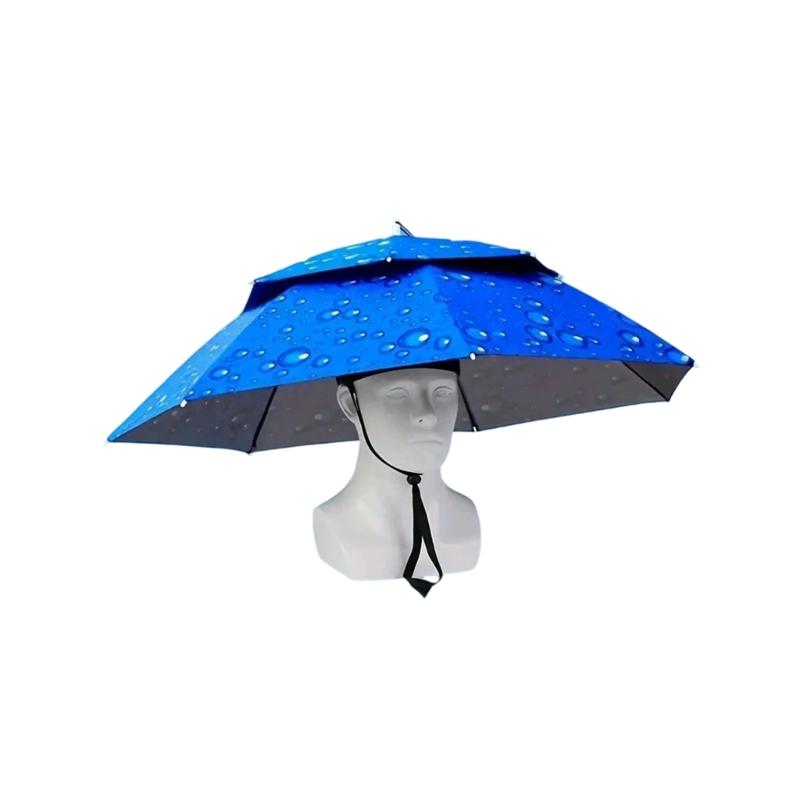 Portable Sun Cover Hat Parasol Double Layer Headwear for Outdoor Fishing Gardening Camping Hiking and Daily Walking