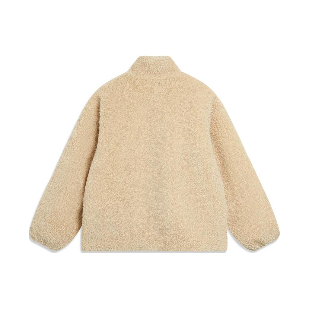 Li Ning Color Block Warm Loose Short Lamb Fleece Jacket Unisex Jacket Milk-Brown AFDT947-3