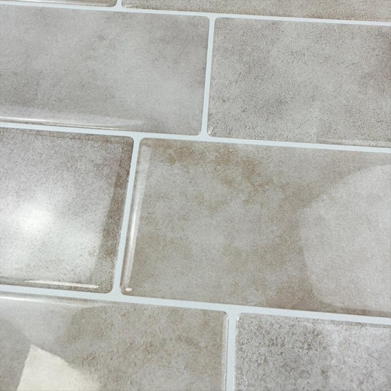 Selbstklebende U-Bahn-Wandfliesen für Badezimmer, wasserfest, 10 Stück, beige Steinoptik