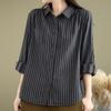 Navava Women Retro Stripe Long Sleeve Shirt Nb2977