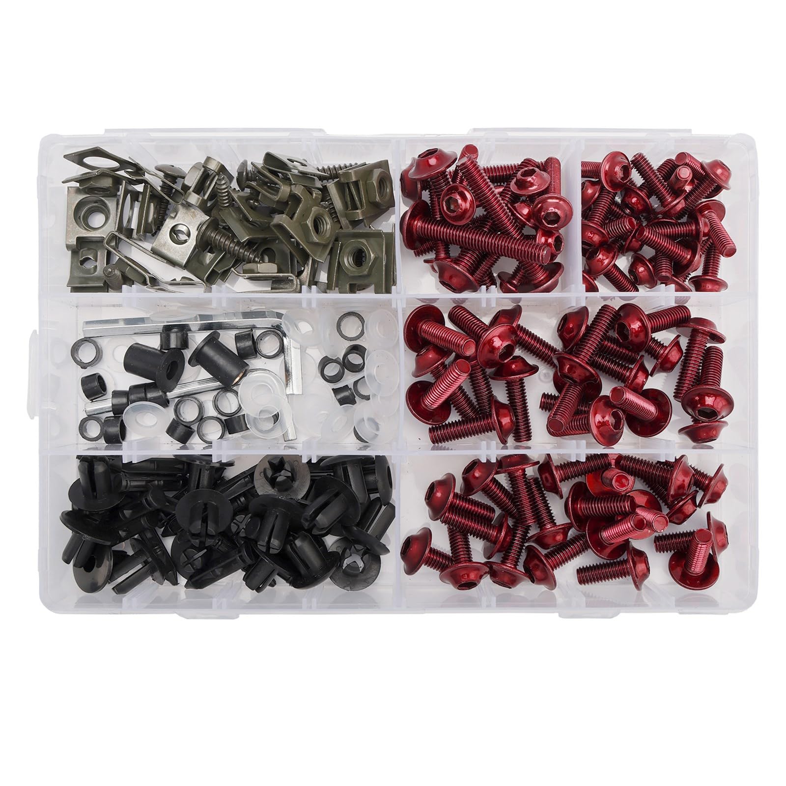 

Bruce & Shark Набор из 198 штук Болты обтекателя для внешних деталей мотоцикла Универсальная нержавеющая сталь красный