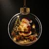 Illuminated Hanging Spheres Lighted Christmas Ornament with Warm LED Lights, Retro Metal Cap Decorative Decor for Tree Transparent Ball Holiday