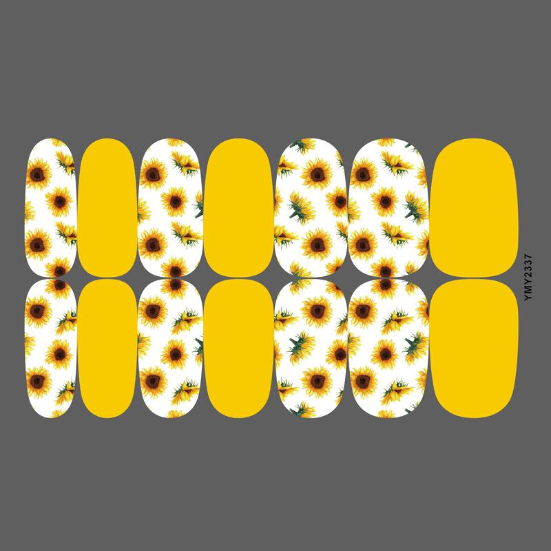 Bright Sunflower Waterproof Nail Stickers - Long-Lasting, Cute, Full-Cover Ins Style