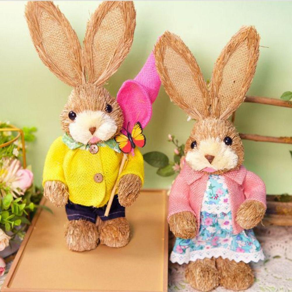 Realistisches Design Osterstrohhasen 35cm Größe Osterdekoration Geflochtener Hase Gartenornamente