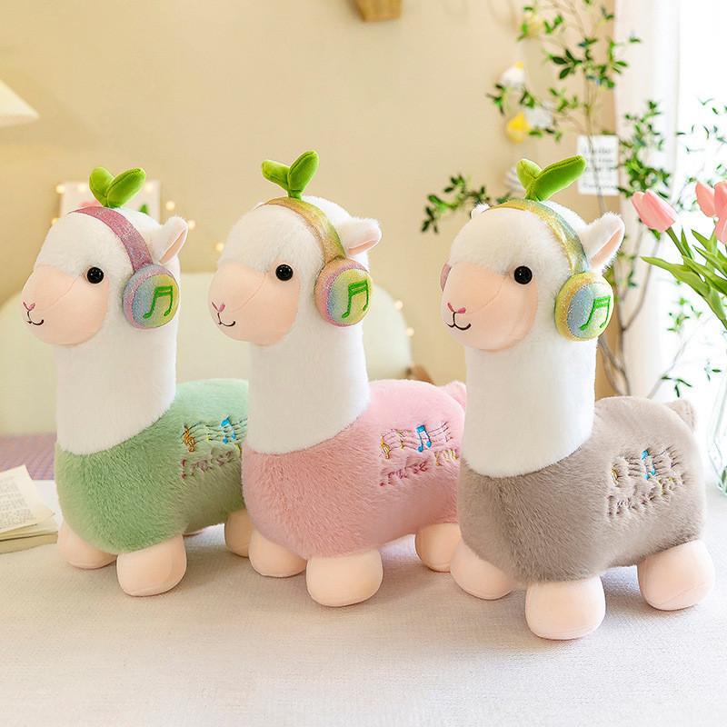 Cute Music Alpaca Plush Toy For Girls Home Decoration Gift Soft Short Plush Stuffed Animal