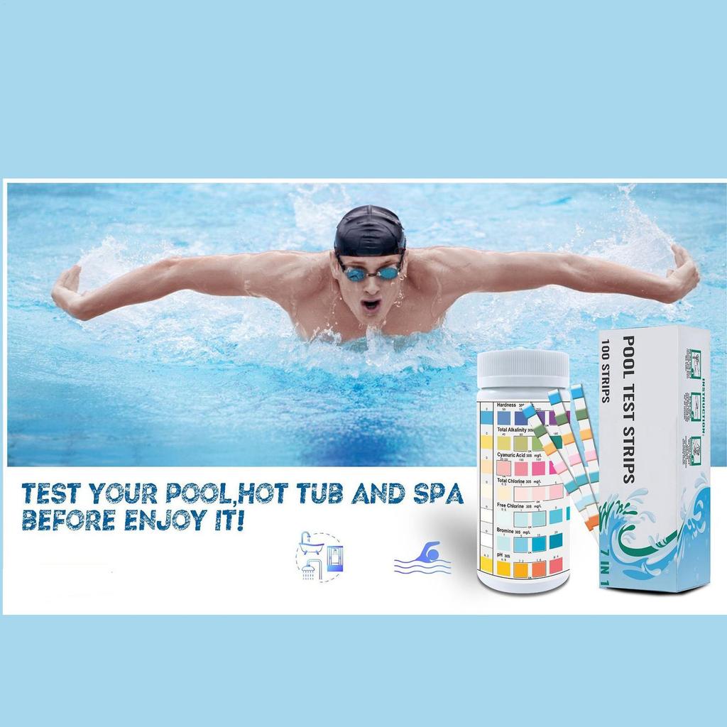 Pool Testing Strips 100-Piece Pool Water Testing Strips Multifunctional Hot Tub Quick Tester Monitoring Tools For Backyard Spa