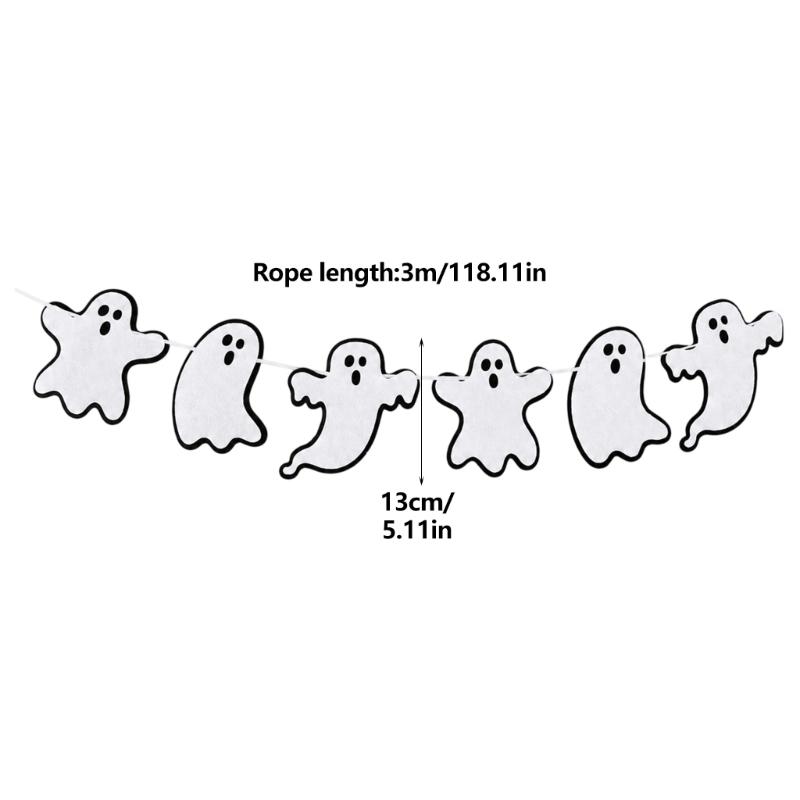 Halloween Character String Decoration 6 Varied Fabric Specter Ornament with Hanging Cord for Doorways, Classrooms, Offices,