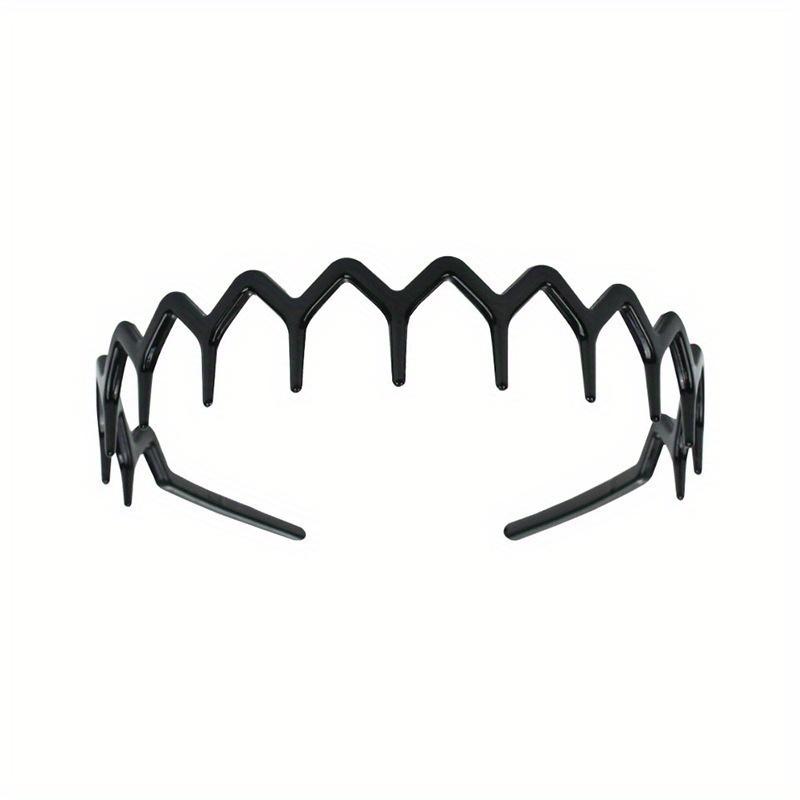 

1 шт. черный янтарный волнистый длинный зубчатый обруч для волос ретро пластиковый нескользящий обруч для мытья лица для мужчин и женщин чёрный
